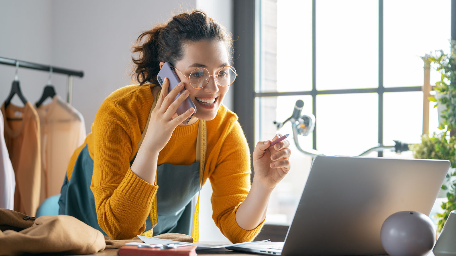 Business owner on a call