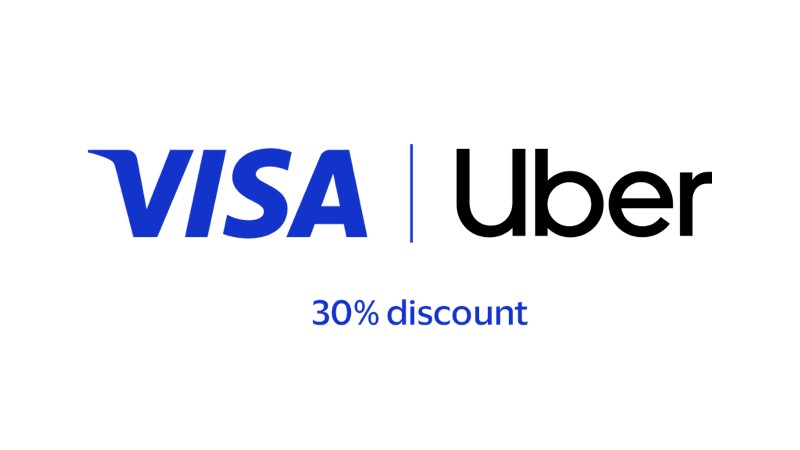 visa and uber logo 30% discount